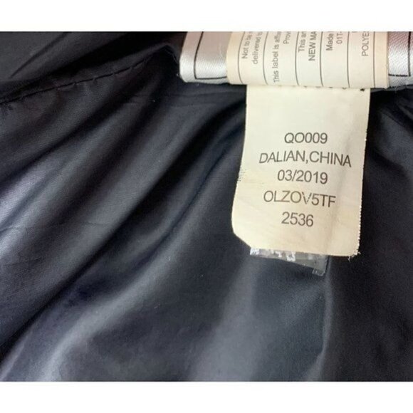 Steve Madden Striped Hip Length Puffer Jacket - Black/White, Size Medium Juniors - Picture 5 of 10